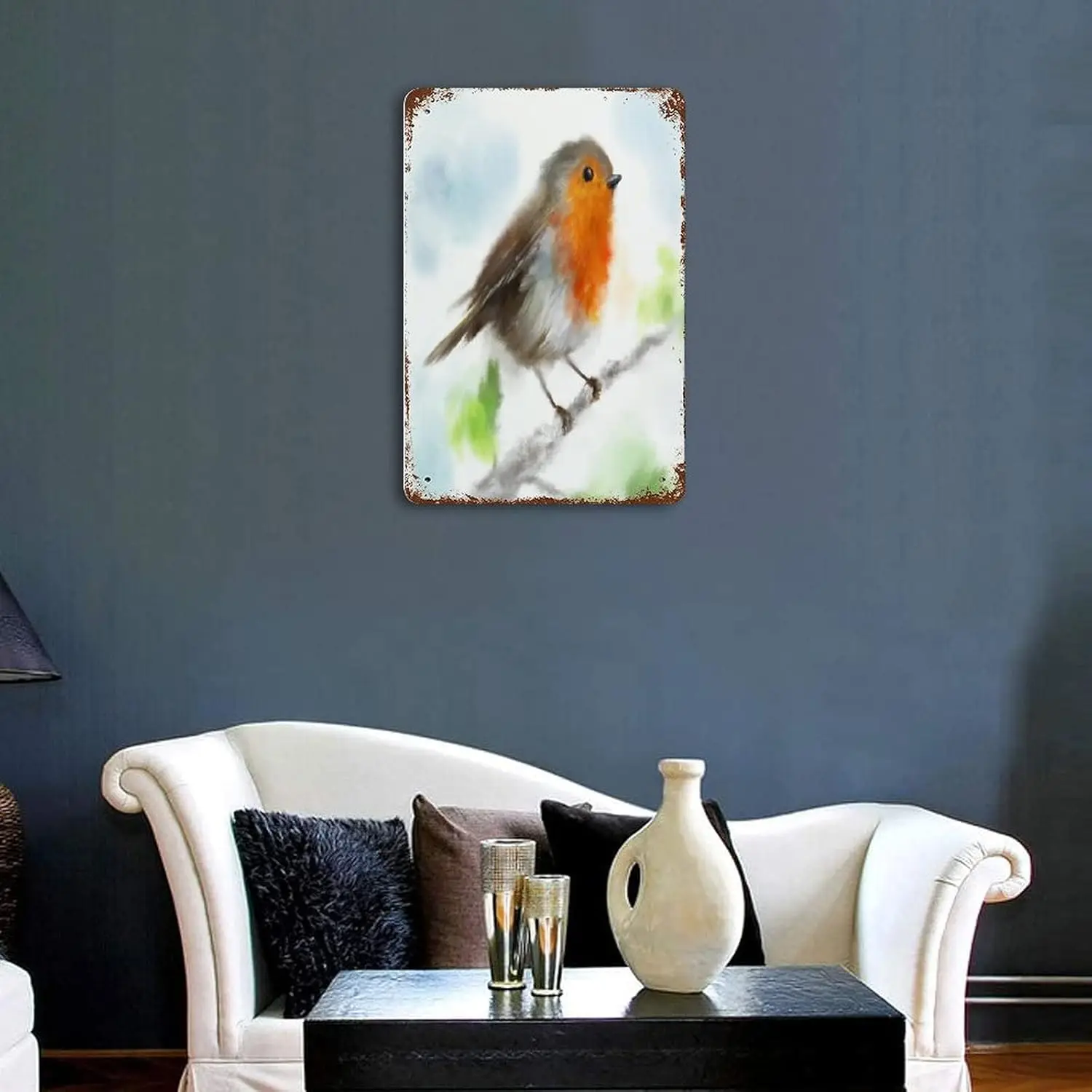 Grmn nque Metl Tn Sgn Brd Wll rt Decors Gft for Her Brtsh Brds Decor 60th Brthdy 70th Nture Plque Poster Ho