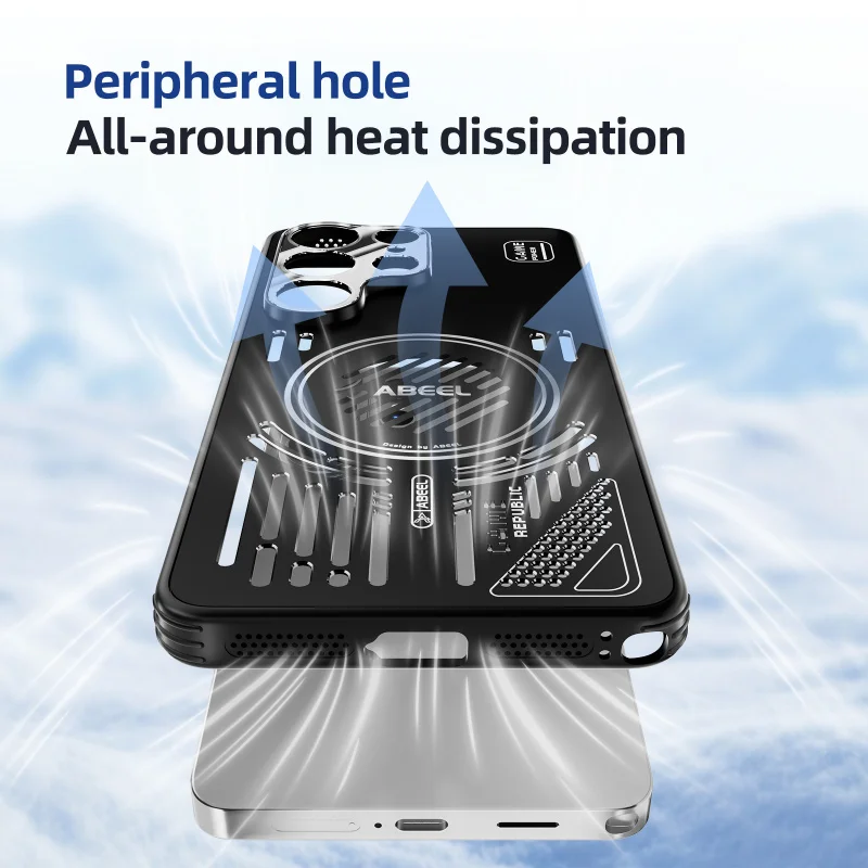 Фото Магнитный чехол ABEEL из алюминиевого сплава с теплоотводом для Samsung S26 S25 Ultra Plus, с вырезами для охлаждения, противоударный, с воздушной подушкой №4