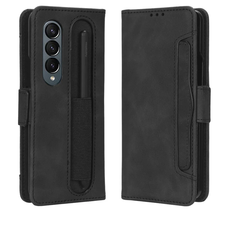 

Leather Case For Samsung Galaxy Z Fold 4 3 Fold4 Fold3 With Pen Slot Card Solt Holder Phone Bag Magnetic Flip Book Wallet Cover