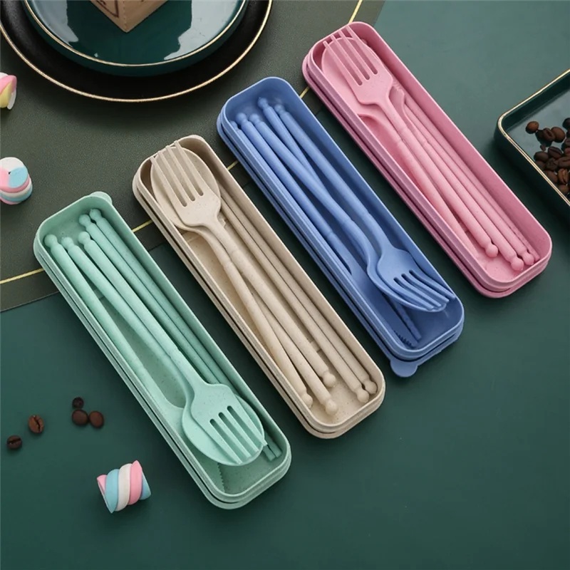 Набор портативной посуды 8 цветов набор многоразовых дорожных столовых приборов