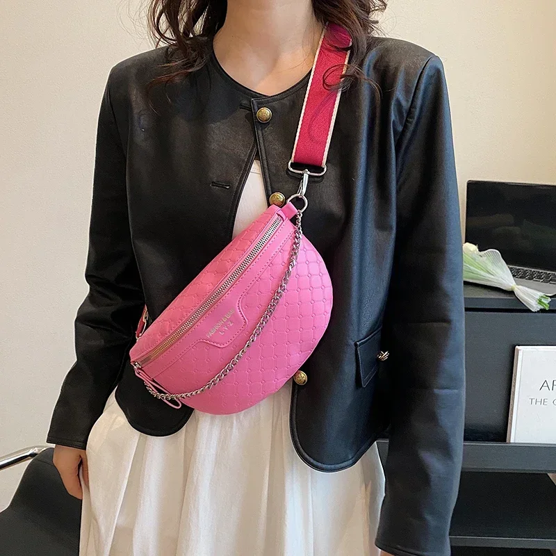 Клетчатая поясная сумка для женщин серебристая сумочка из искусственной кожи