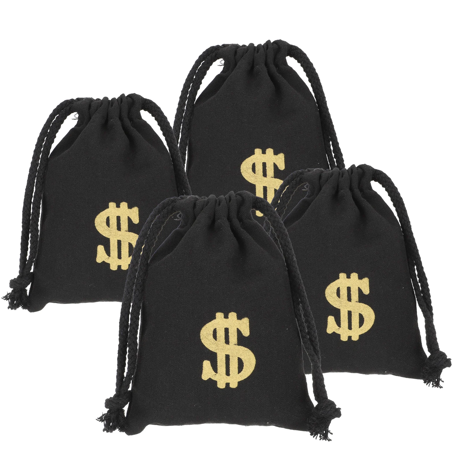 

4 Pcs Canvas Drawstring Bags Dollar Party Favor Bags Storage Drawstring Pouches