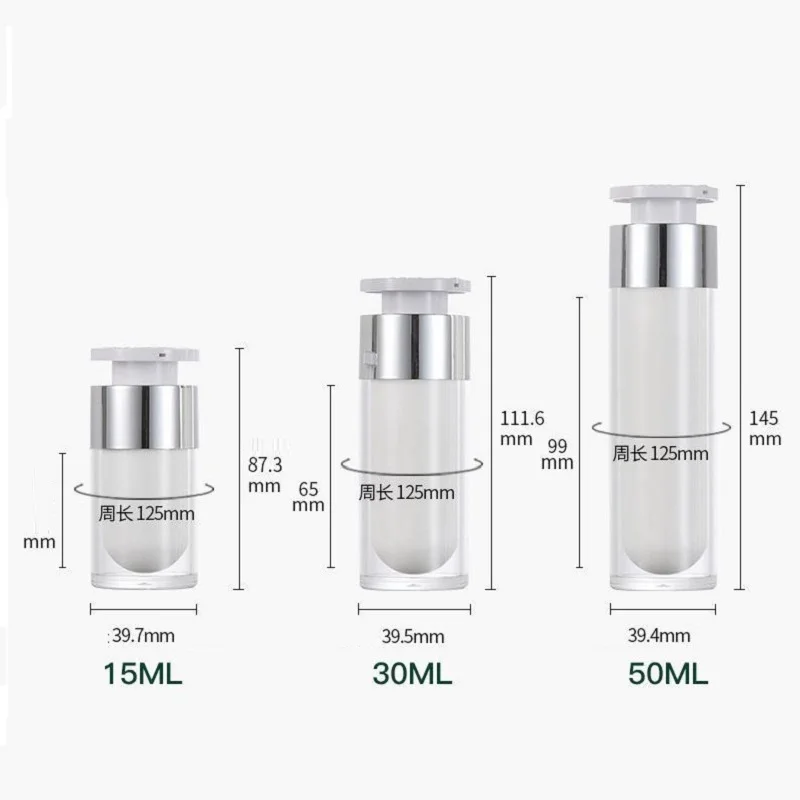 15ml 30ml 50ml Empty Round Cosmetic Acrylic Refillable Bottle Airless Lotion Pump Luxury Pearl White Essence Emulsion Bottle8pcs images - 6