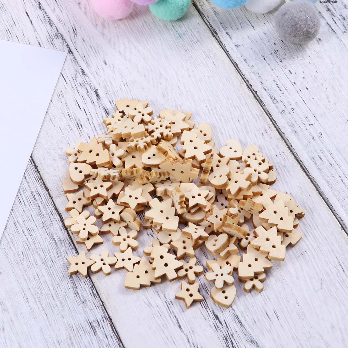 

Buttons Christmas Wooden Craft Sewingembellishments Diycrafts Cartoon Wood Holes Decorative Santa Claus Natural Buckles