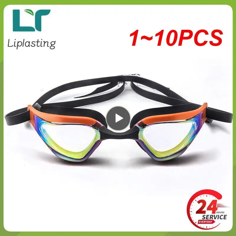 

1 ~ 10 шт. противотуманные плавательные очки, профессиональные очки для плавания, очки для бассейна, мужские и женские водонепроницаемые высокоэластичные очки для плавания для взрослых