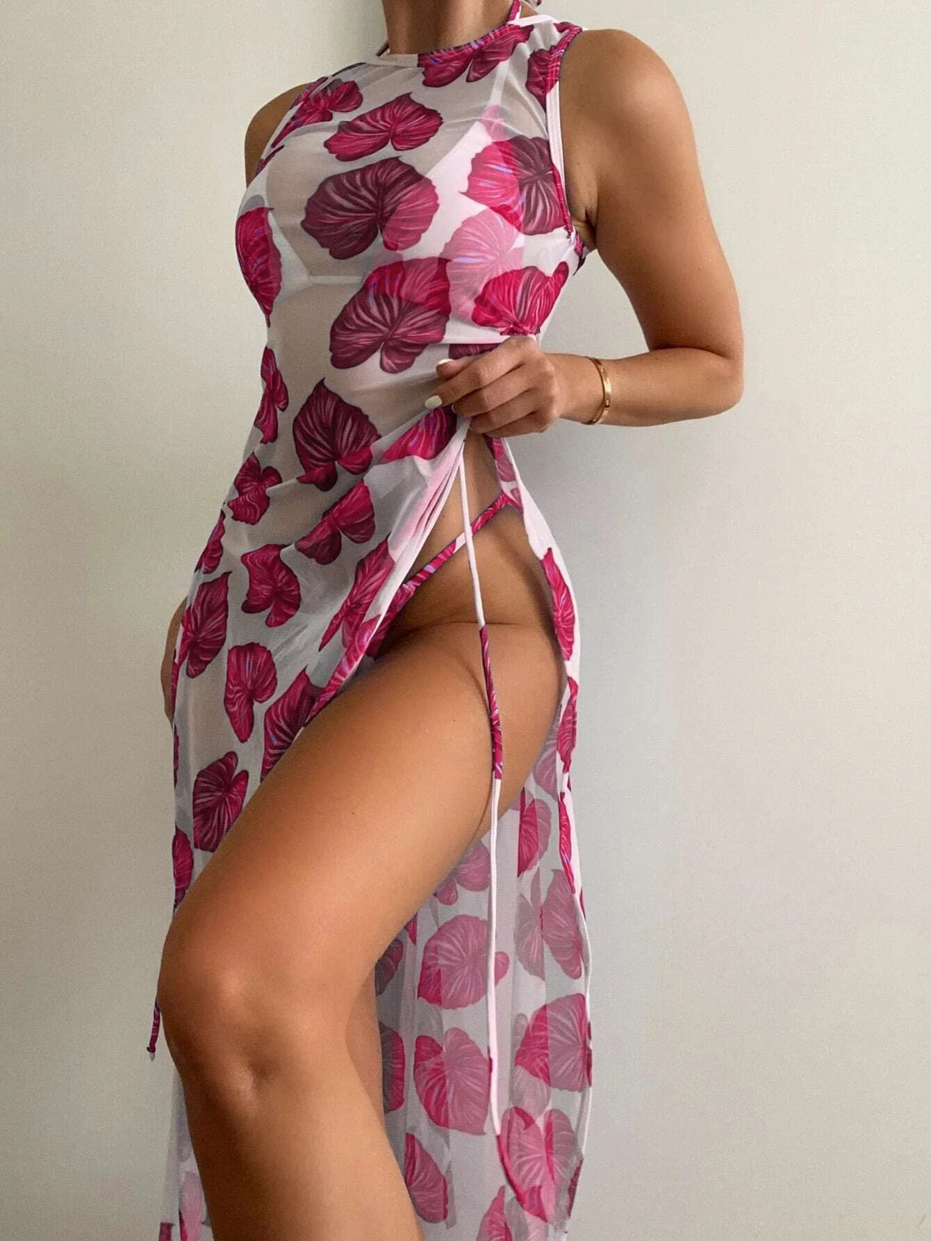 Three Piece Bikini Ins Wind Slim Print Split Swimsuit 2022 Gathered With Chest Pad Casual Slim Sexy Bikini Girl