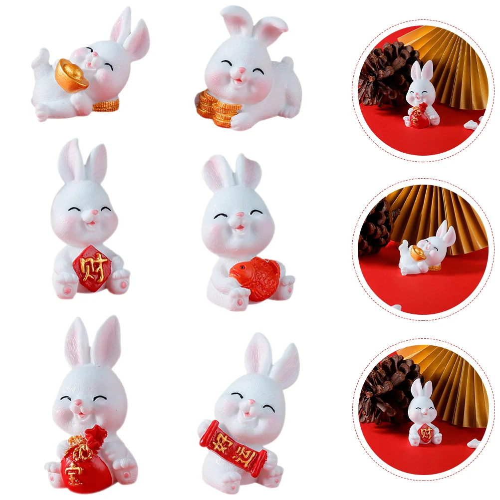 

Year The Rabbit Mascot Small Bunny Decor Miniature Toys Miniatures Adorn Adornment Micro Landscape Ornament Resin Animals