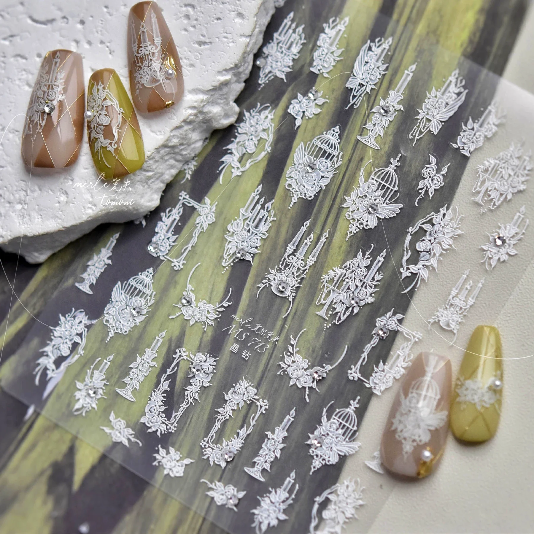 Белая роза бабочка птичья клетка рамка подсвечник с бантом лента клейкие