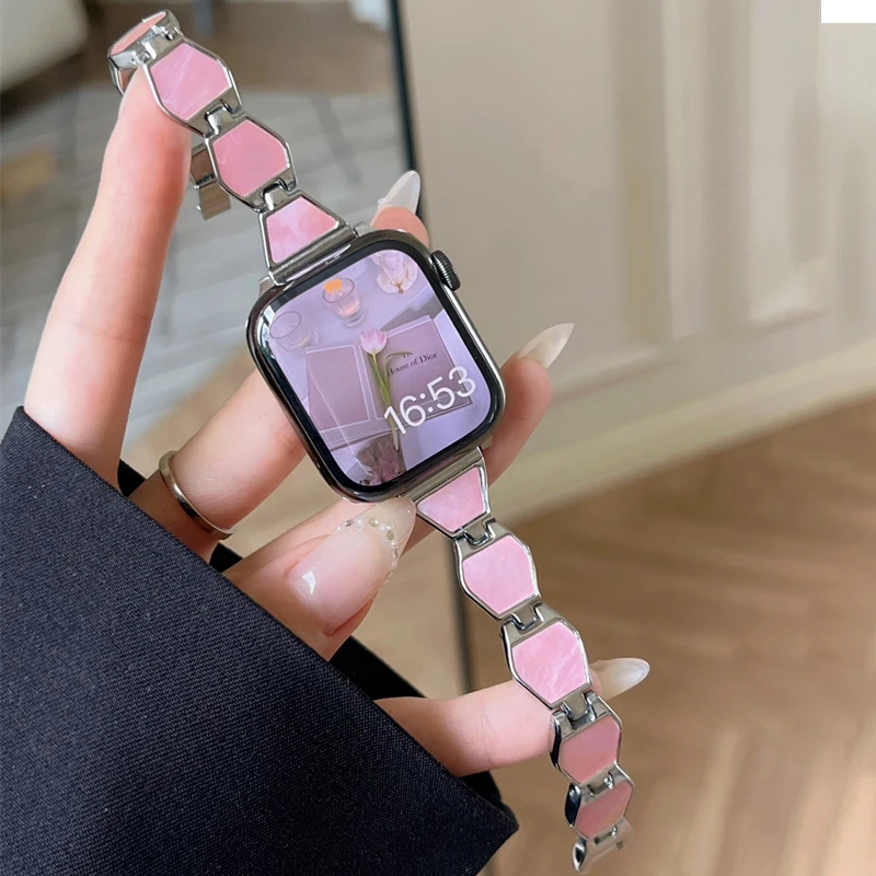 

Ремешок металлический для Apple Watch Band 7 45 мм 40 мм, браслет для iwatch series 6 se 5 4 38 мм 44 мм 31 мм 44 мм, новый женский роскошный браслет