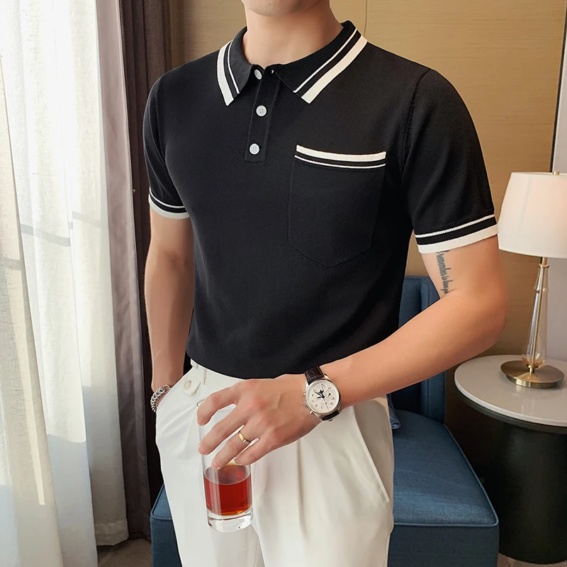 

High Quality Men's Polo Shirts 2021 Summer Short Sleeve Slim Polo Shirts Business Casual Mens Clothing Lapel Men's Tee Tops