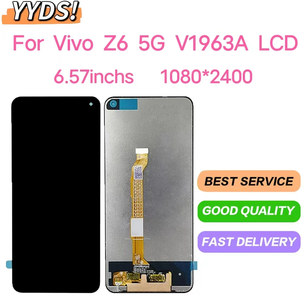 

6.57" 100% Tested Original LCD For Vivo Z6 5G V1963A LCD Display Touch Screen Digitizer Replacement With Frame