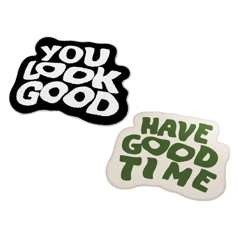 

Bath With Letters Soft Washable Non-slip Fun Bathroom Rug With Letters Retro Bath Mat For Bathroom Dormitory And Kitichen