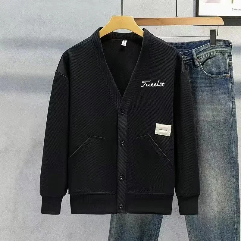 

Men's Golf Jacket 2023 Autumn V-neck Single breasted Sweater Cardigan