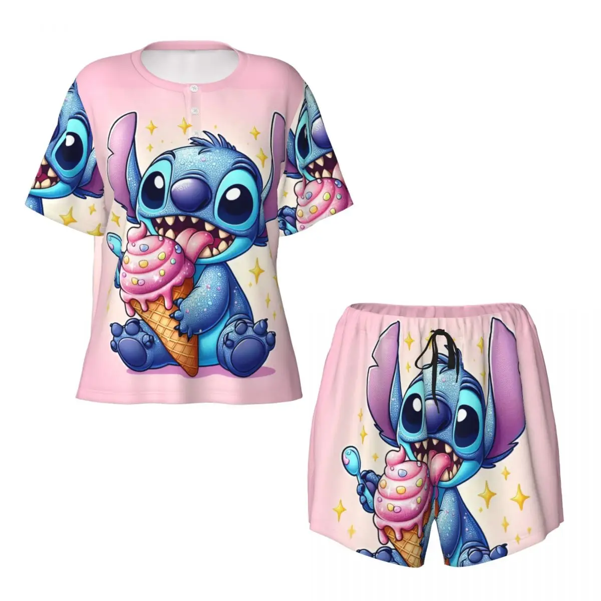 Персонализированный мультяшный Аниме Манга Стич пижамный комплект Женская