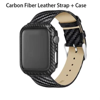 carbon fiber leather strap case for apple watch series 7 se 6 5 4 3 41mm45mm correa bracelet iwatch band 40mm44mm 3842mm