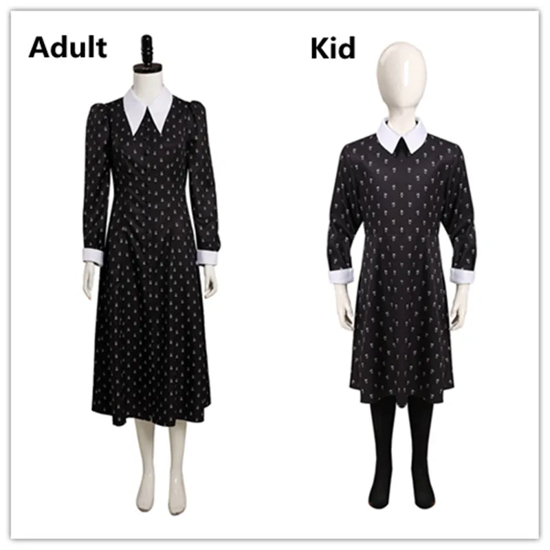 

Костюм для косплея по мотивам фильма «среда Аддамс», детское платье для девочек, наряды для Хэллоуина, карнавала вечерние, костюм для взросл...