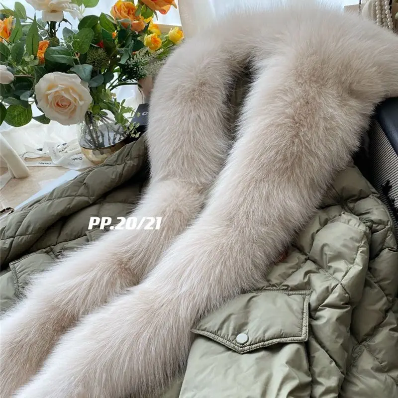 Large Real Natural Fox Fur Collar 2022 Winter 90%White Duck Down Parka Women Thick Warm Loose Down Coat Snow Outwear