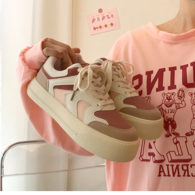 

2022 NEW Fashion Spring Summer Mesh Casual Woman Vulcanize Shoes Patchwork Students Outdoor Sports Sneakers