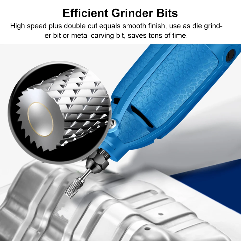 

Набор твердосплавных насадок для гравировки, вольфрамовые фрезы для резьбы по дереву, Dremel, роторные инструменты, 10 шт., хвостовик 6 мм, двойна...