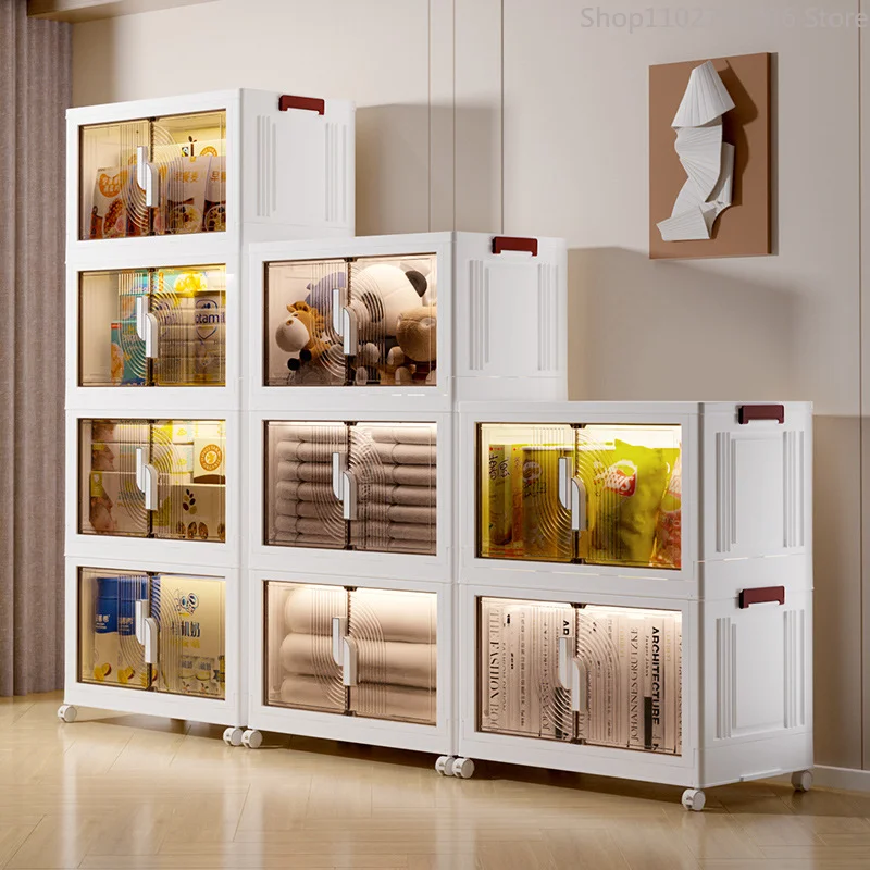 

Large Capacity Storage Box Foldable Portable Plastic Clothes Toy Storage Bin Doll Storage Container Home Wardrobe Organizer