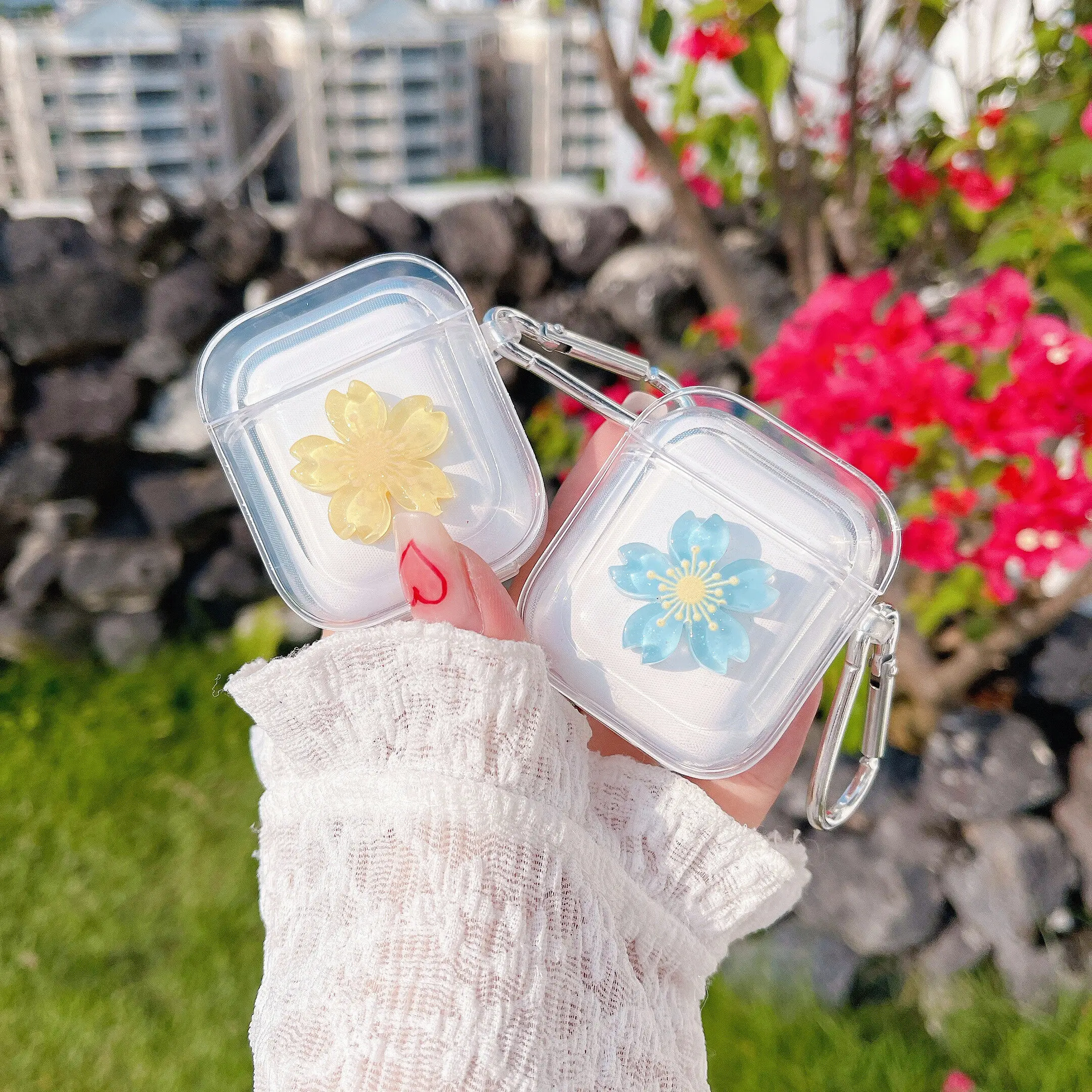 

AirPods3 Transparent Flower Earphone Sleeve for Apple Airpods2 AirpodsPro Wireless Bluetooth Glitter Love Protective Shell