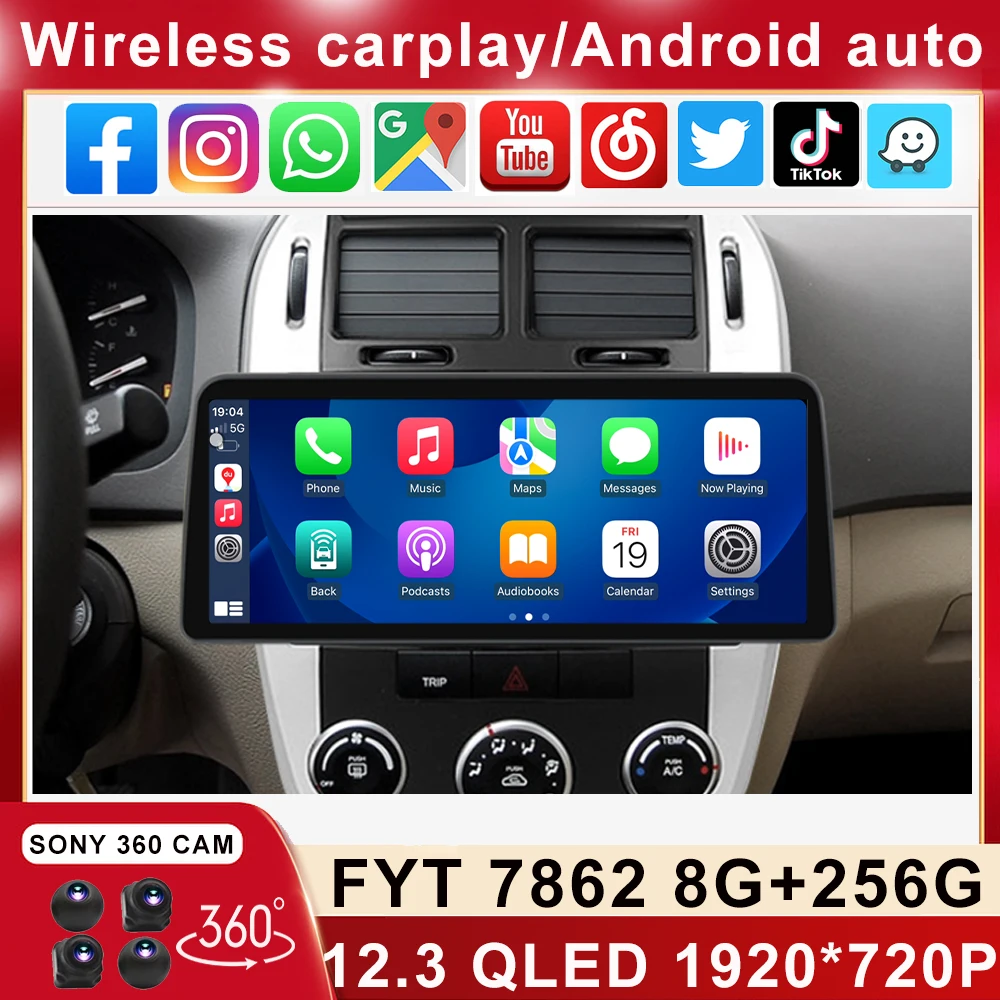 

12.3" 1920*720 QLED For KIA Cerato 1 2004 2005 2006-2008 Android Car Stereo Multimedia Video Player Head Unit Carplay Auto