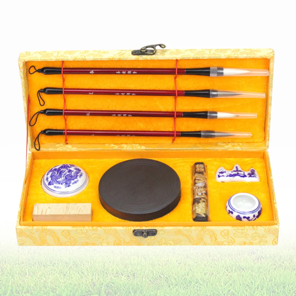 

Chinese Brush Calligraphy Writing Set Ink Four Gift Caligraphy Accessories Supplies Treasures Study Thepen Inkstone Beginner Pad