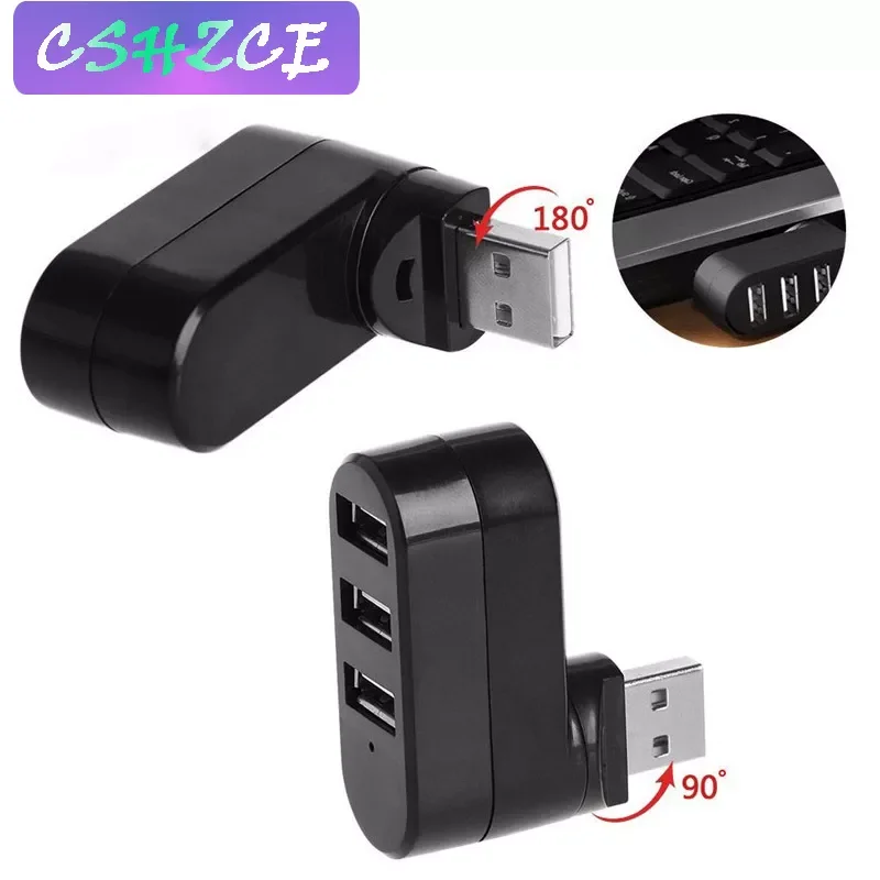 

180 Degree Mini USB 2.0 Hub 3 Ports High Speed Hub USB Splitter Adapter Cable For PC Laptop splitter ladron puertos usb