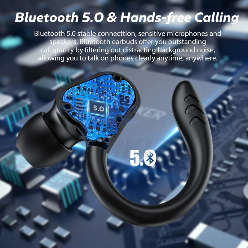 xiaomi new tws bluetooth earphones with mic sport ear hook led display wireless headphones hifi stereo waterproof headsets free global shipping