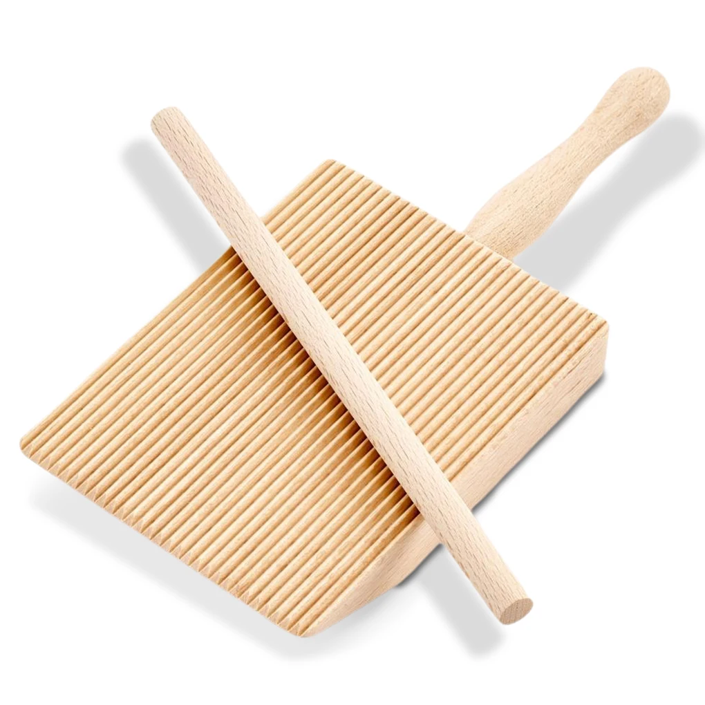 

Wood Pasta Board Butter Reusable Paddle with Roller Portable Noodles Making Tools Supplies Italian Food Accessories