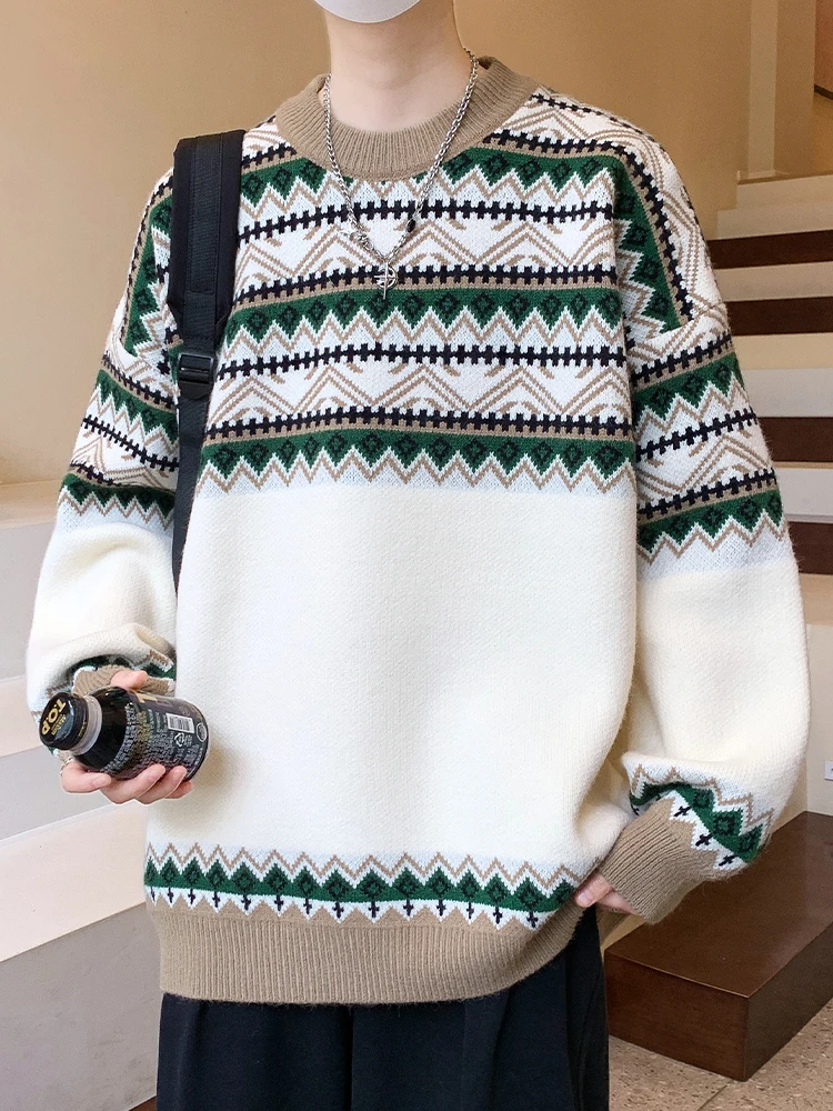 Свитер мужской зима 2024 новый модный брендовый вязаный свитер с круглым вырезом