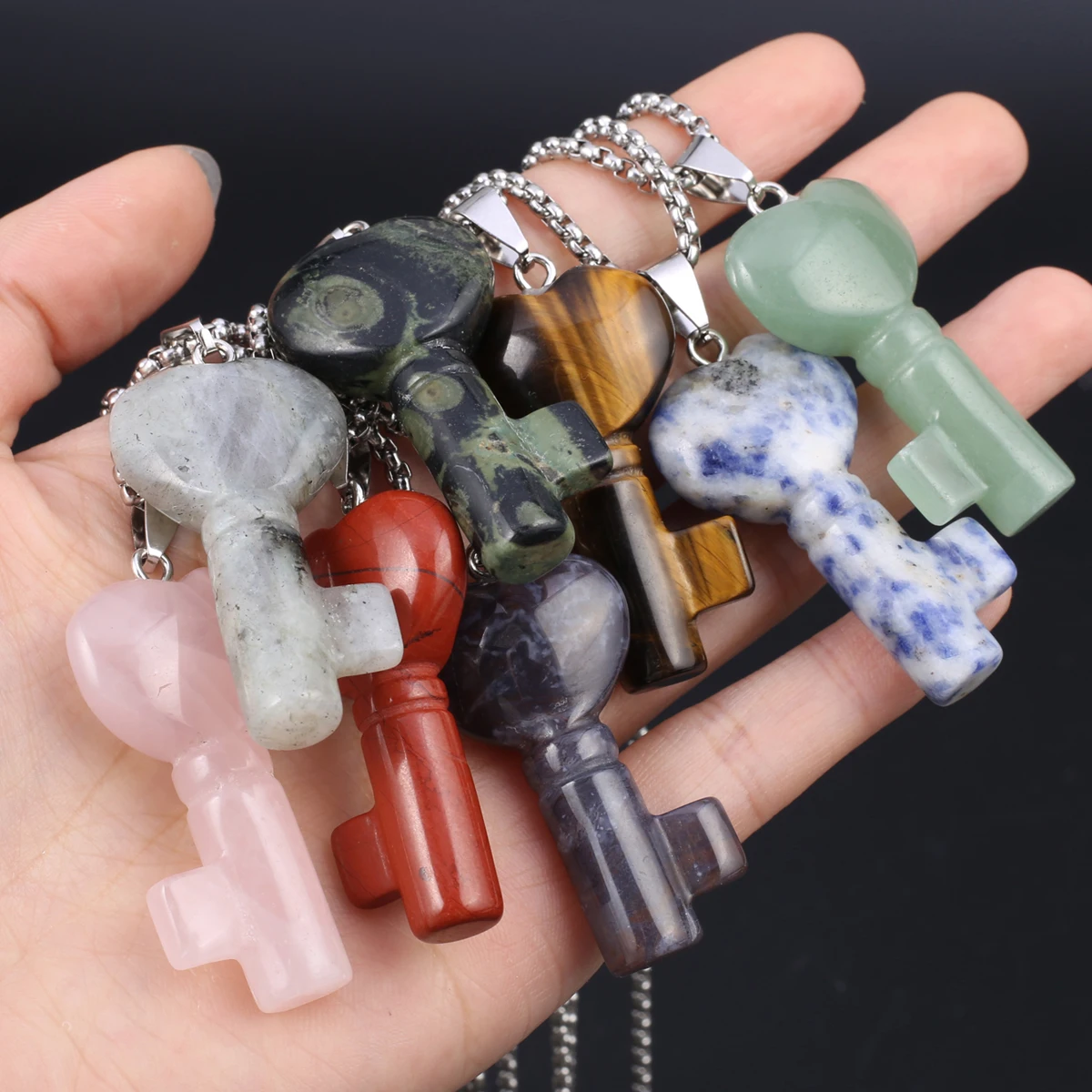 Ожерелье с подвеской из натурального камня в форме ключа, цвет бирюзы, аксессуары для ювелирных изделий