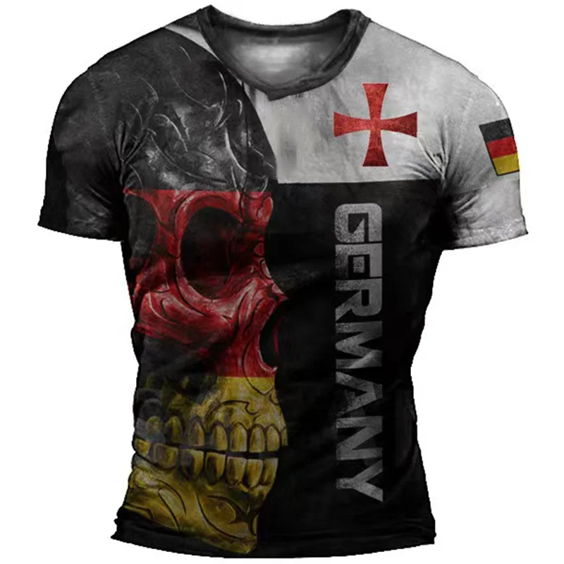 

3d T Shirt for Men Summer Skull Tees Vintage Print Knight Oversized T-Shirts Male Clothing Hip Hop O-Neck Short Sleeve Tops 2022