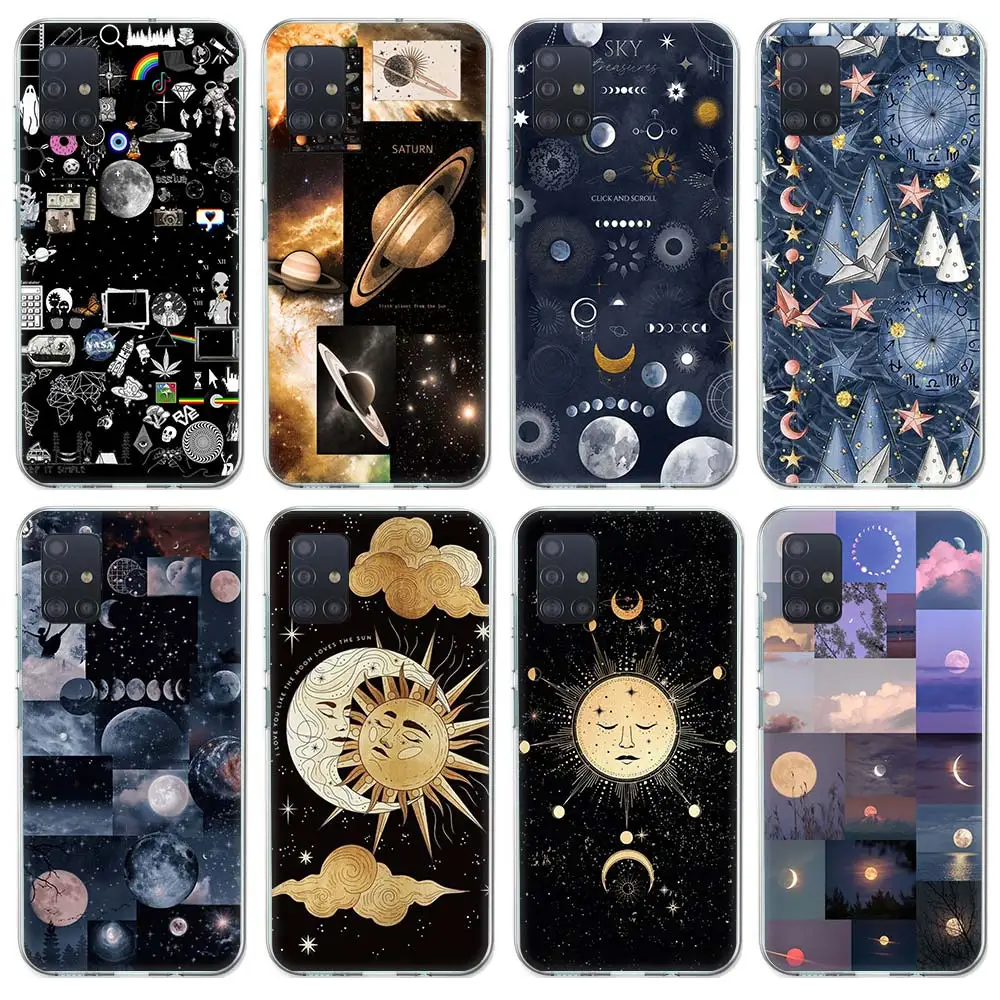 

Sun Moon Stars Space Case Funda For Samsung Galaxy A51 A71 A42 5G A50 A70 A30 A40 A10S A20E A91A6 A7 A8 A9 Phone Cover Coque