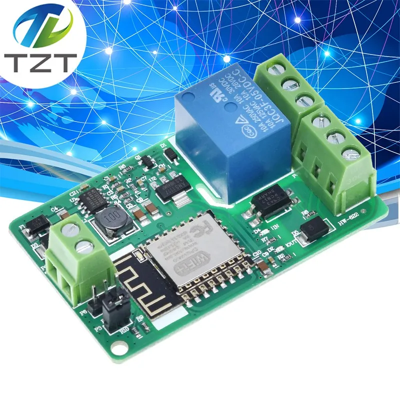 ESP8266 Φ WIFI беспроводной модуль, 1-канальный релейный экран, защита от перегрузки по току, сетевой релейный модуль Wi-Fi 10 А постоянного тока 7-30 в