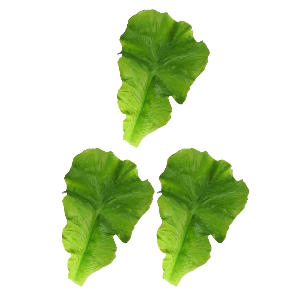 

3 Pcs Green Leaves Decor Faux Vegetable Home Fake Lettuce Prop Photo Ornament Artificial Leaf Decorations