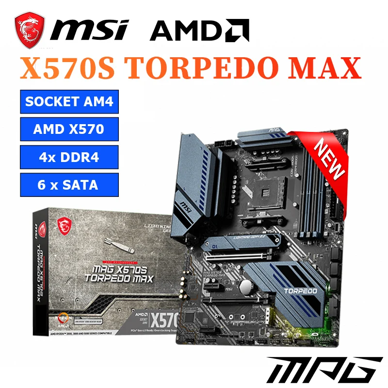 

Материнская плата X570 AM4 X570S TORPEDO MAX, материнская плата AMD до 128 ГБ памяти DDR4, поддержка двухканального режима, материнские платы Ryzen New Материнск...