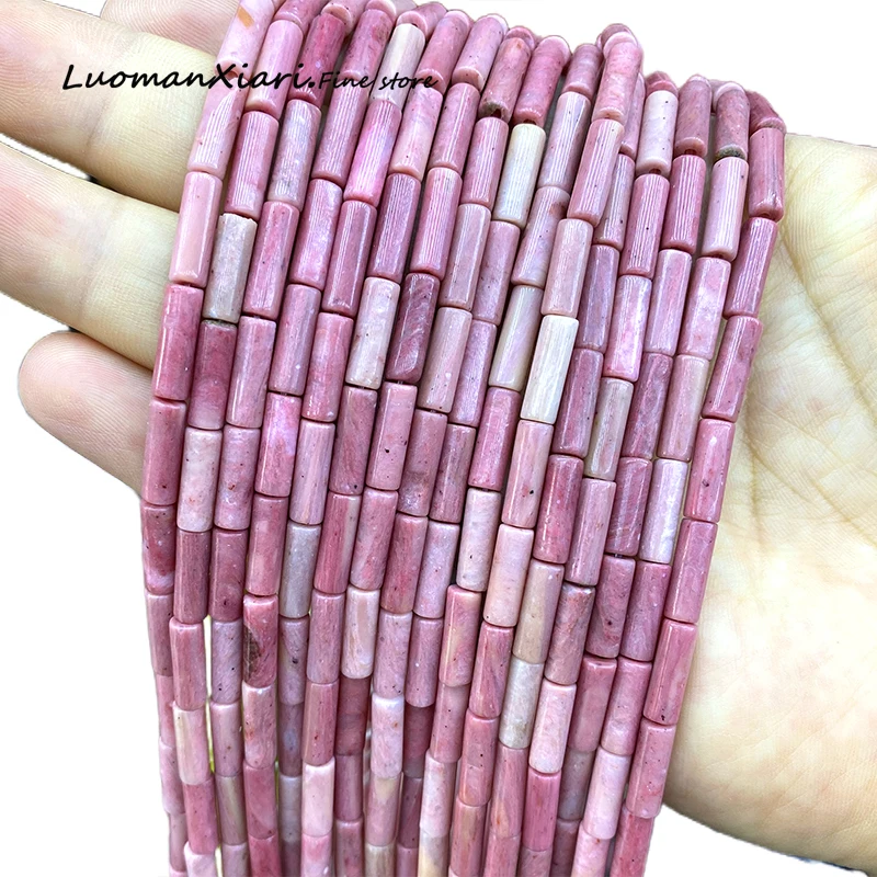 Цилиндровый натуральный камень 4x13 мм AA красный родохрозит свободные круглые