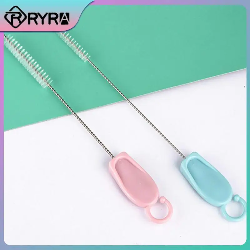 

Bold And Long Suction Tube Cup Brush Set Pink Blue Cleaning Brush Delicate Bristles Slender Cleaning Brush Corrosion Resistance