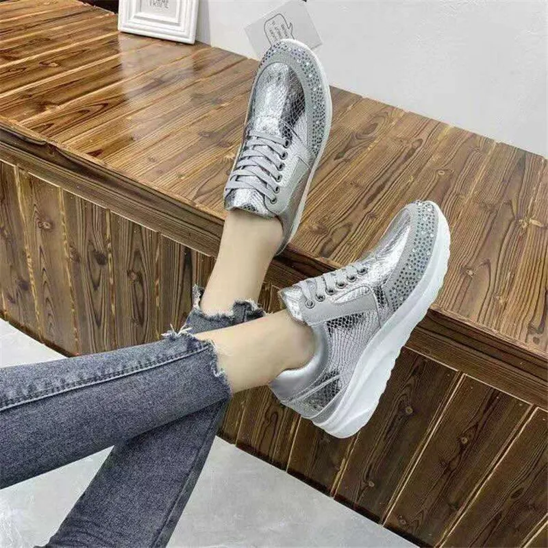 Women's Sports Shoes on The New Leopard Print Women's Vulcanized Shoes Thick-soled Sports Women's Breathable Thickened Sneakers