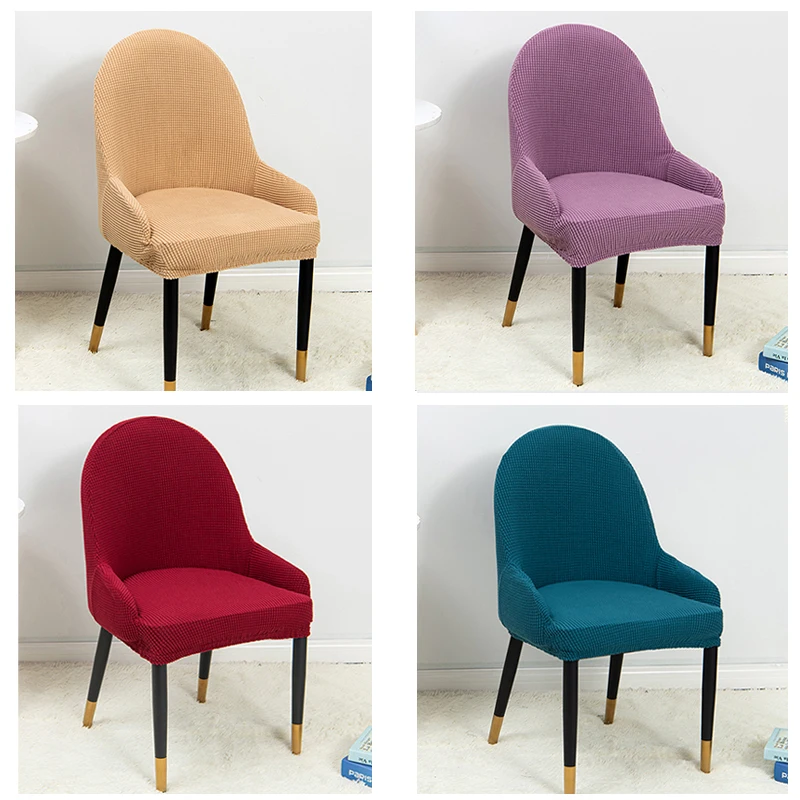 Half Round Back Armchair Cover King Chair Back Cover Removable Spandex Fabric Seat Cover for Dining Room