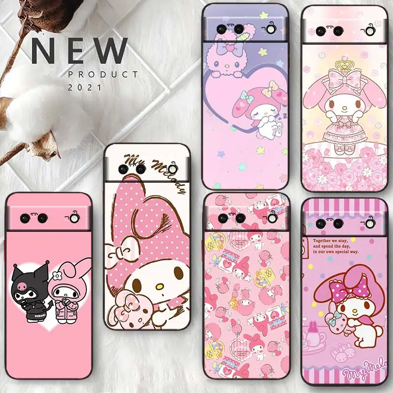 

Melody Cute Cartoon For Google Pixel 7 6 Pro 6A 5A 5 4 4A XL 5G Black Phone Case Shell Soft Silicone Fundas Coque Capa