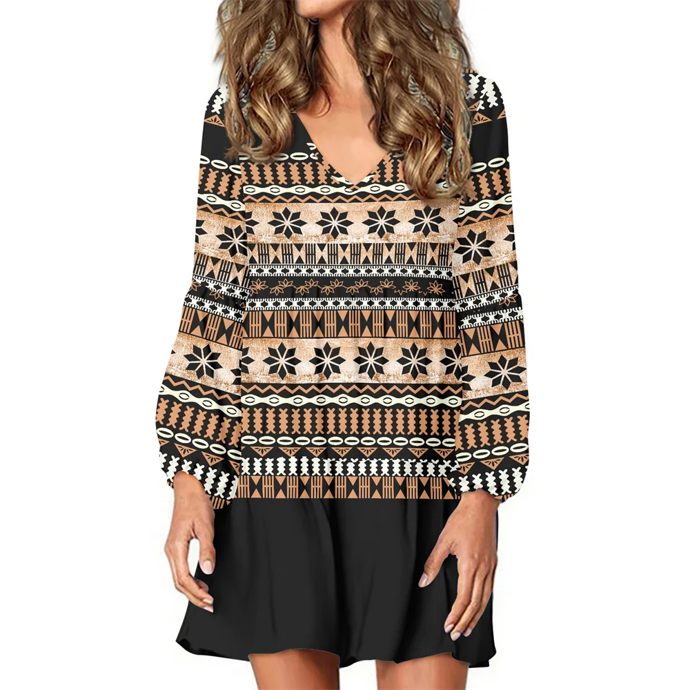 

Прямая поставка, новые элегантные платья, полинезийские повседневные женские платья с традиционным цветочным принтом, свободные платья ми...