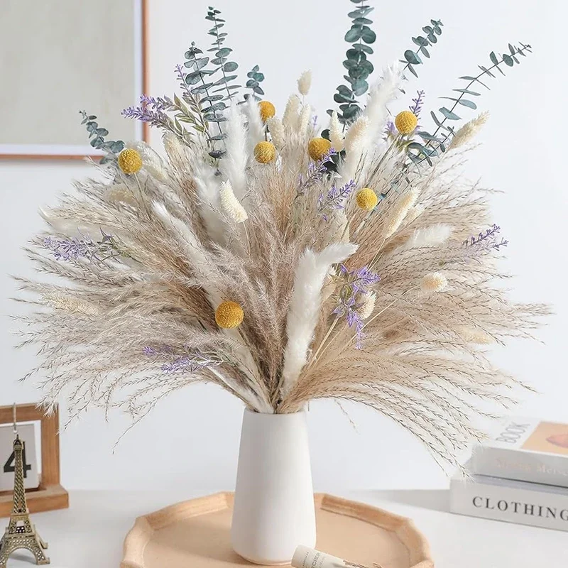 

Искусственные сушеные цветы, натуральные пушистые пампасы, трава для домашнего декора, украшение для свадебной вечеринки, кролик, хвост кролика, тростник, цветок