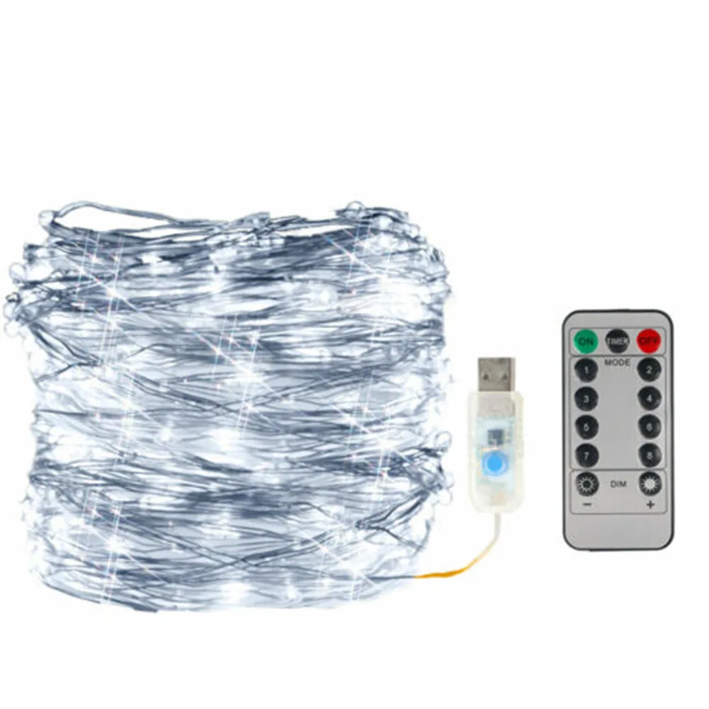 Гирлянда из медной и серебряной проволоки с 200 светодиодами, USB, 20 м