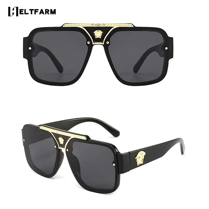 

Новинка 2022, модные роскошные солнцезащитные очки для женщин, модные большие солнцезащитные очки унисекс в стиле ретро, квадратные очки в го...