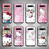 cute cartoon hello kitty phone case tempered glass for samsung s20 plus s7 s8 s9 s10 note 8 9 10 plus