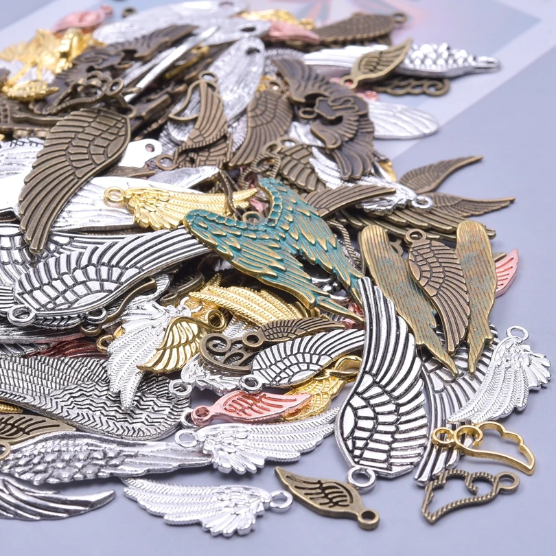 

20pcs/lot Antique Bronze Random Mix Eagle Wings Charm Tibetan Silver Alloy Pendant DIY Necklace Jewelry Making Craft Accessories