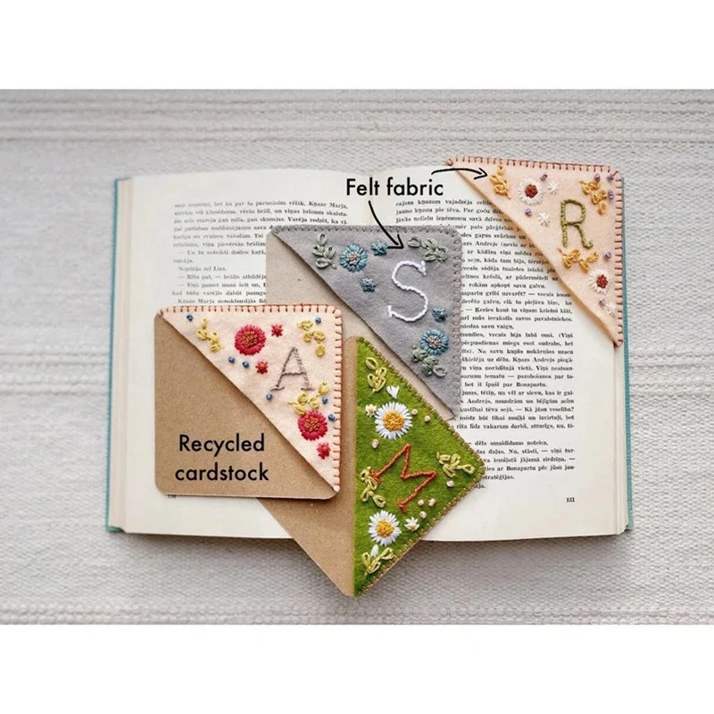 

Customization Creative Chinese Embroidery Bookmarks Elegant Felt Flower Hand Embroidered Corner Bookmark Stationery