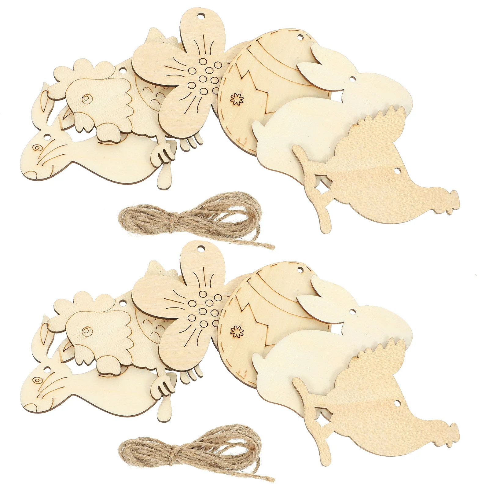 

60 Pcs Easter Ornaments Wood Slices For Crafts Bunny Shaped Chips Cutouts Flower Wooden DIY Egg